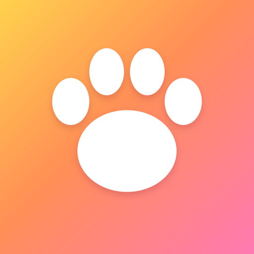 Pack Time app icon: a white paw print on an orange-to-pink gradient
